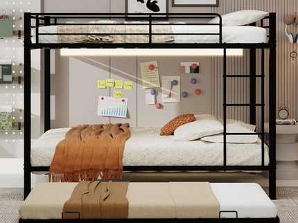Bunk Bed For Kids, Convertible Frame With Ladders & Guardrail