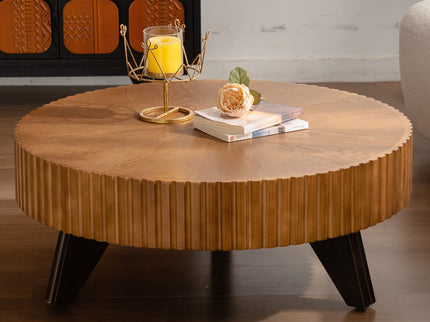 Round Retro Coffee With Solid Wood Legs