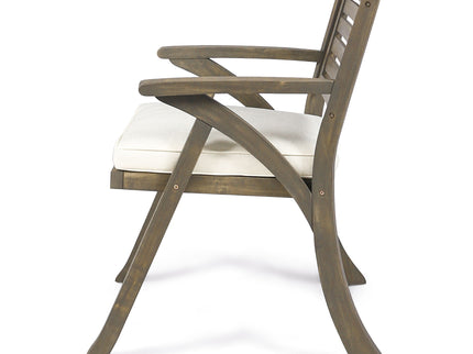 Helen - Outdoor Acacia Wood Dining Chair (Set of 2) - Gray / Creme
