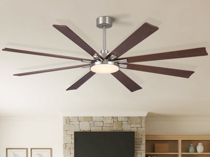 Large Ceiling Fan With Dimmable LED Light 8 Blades Remote Control, Reversible DC Motor