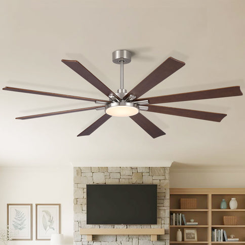 Large Ceiling Fan With Dimmable LED Light 8 Blades Remote Control, Reversible DC Motor