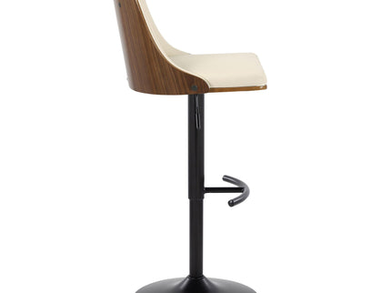 Gianna - Mid Century Modern Adjustable Barstool, Swivel With Rounded T Footrest (Set of 2)