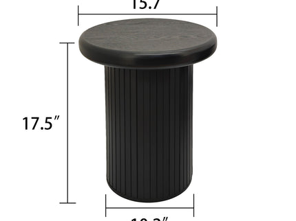 Fluted Cylinder Side Tables, Round End Tables For Living Room (Set of 2) - Black