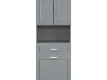 Tall Bathroom Cabinet With Tilt-Out Laundry Basket And Upper Storage