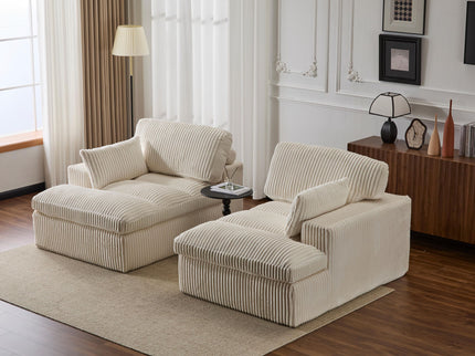Double Chaise Lounge Chair, Oversized Upholstered Sleeper Cloud Couch