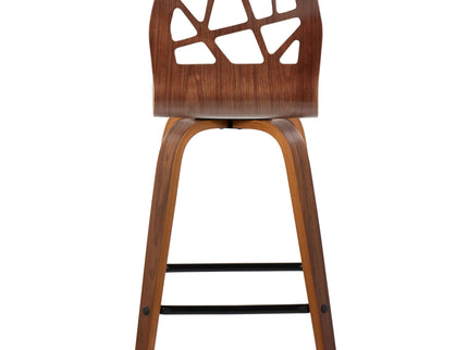 Folia - Mid Century Modern Fixed Height Counter Stool With Swivel With Square Footrest (Set of 2)