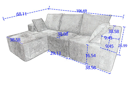 Corner Combination Sofa Sectional Couch With Soft Fabric