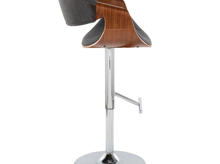 Curvo - Mid Century Modern Adjustable Barstool With Swivel With Straight T Footrest