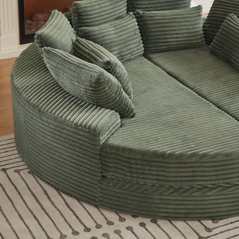 Round Oversized Sofa Bed With 5 Throw Pillows