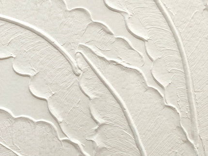 Framed Botanical Leaf Wall Art, Thick Textured Canvas Painting, Neutral Decor For Living Room - White
