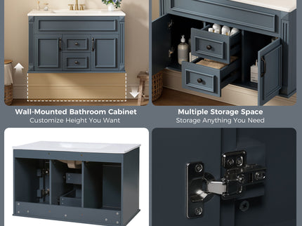 French Simple Style Wall Mounted Bathroom Cabinet With Sink