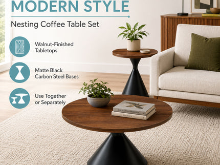 2 Piece Coffee Round Table Set