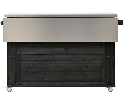 Outdoor Kitchen Island With Stainless Steel Top, Ample Storage Space, Towel And Spice Racks And A Bottle Opener