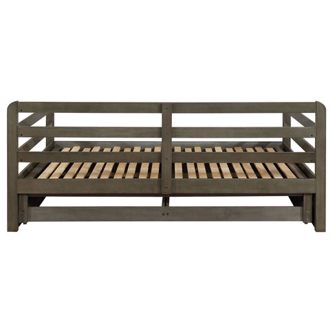 Twin Long 2 Drawer Daybed With Extendable Trundle, Storage Drawers, Fits Standard Mattress - Gray