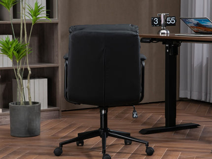 Office Chair, Mid Back Home Office Desk Task Chair With Wheels And Arms Ergonomic Computer Rolling Swivel Chair With Padded Armrest