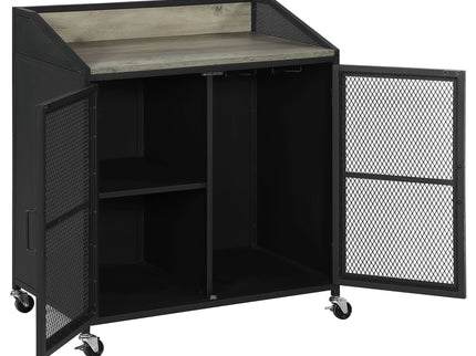 Arlette - 2 Door Mobile Home Bar Wine Cabinet With Smooth Rolling Casters - Black
