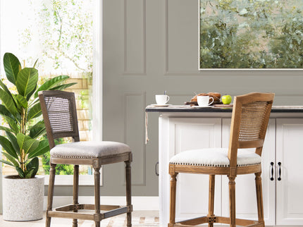 Triomphe - Rattan Wicker High Back Armless Counter Bar Stool