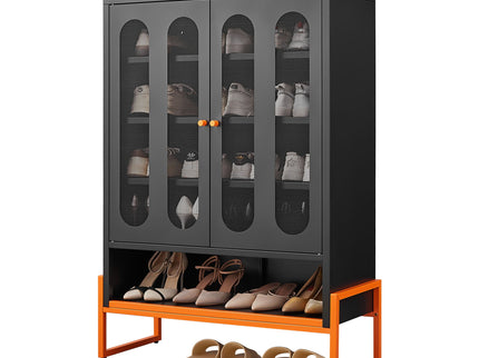 Modern Metal Shoe Cabinet With DoublebSided Doors And Adjustable Partitions