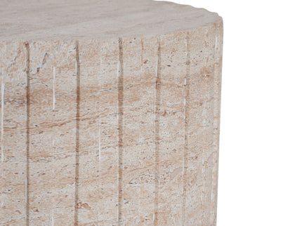 Elegant Outdoor / Indoor Lightweight Concrete Side Table With Travertine - Beige