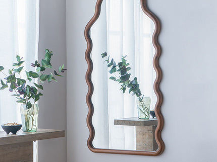 Wood Mirror With Unique Frame - Brown