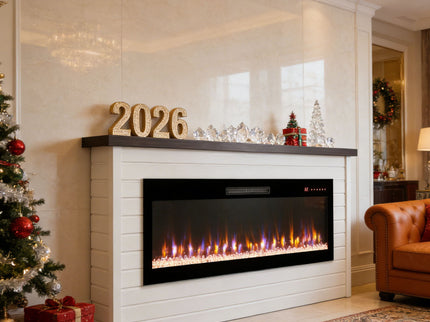 65" Electric Fireplace With Wall Mantel, 50" Fireplace Insert Heater, Remote Control, Timer For Living Room - Antique White