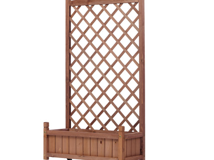 Raised Garden Bed With Trellis 2 Pack, Outdoor Planter Box & Plant Stand With Climbing Racks - Brown