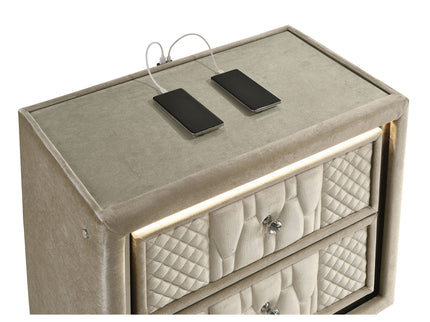 Mika - 2 Drawer LED Nightstand With USB
