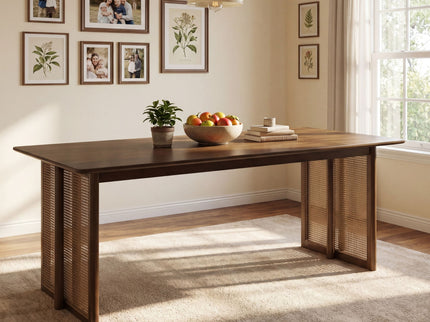 Dining Table With Rattan Accents