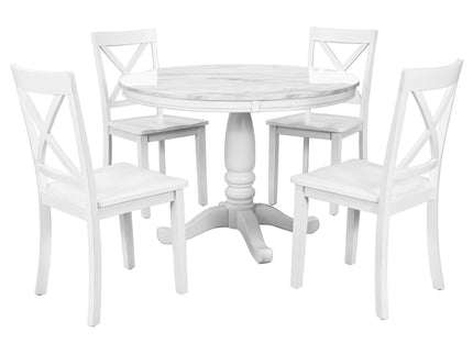 5 Pieces Dining Table And Chairs Set For 4 Persons, Kitchen Room Solid Wood Table With 4 Chairs