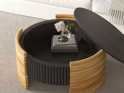 Modern Colorblocked Striped Coffee Table With Flip Top Storage