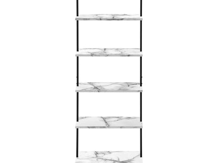 Bookshelf, Bookcase, Etagere, Ladder, 5 Tier, For Office, Marble Look Contemporary & Modern