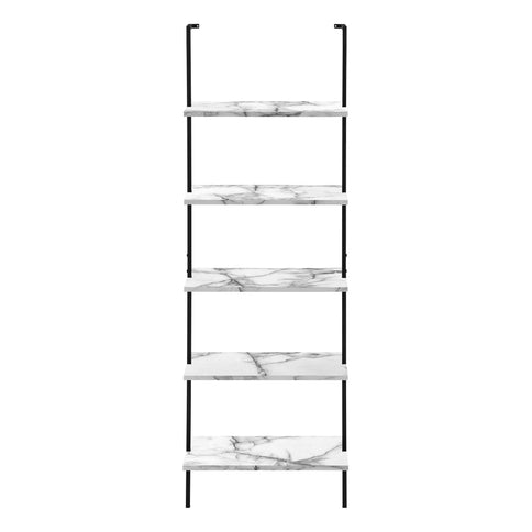 Bookshelf, Bookcase, Etagere, Ladder, 5 Tier, For Office, Marble Look Contemporary & Modern