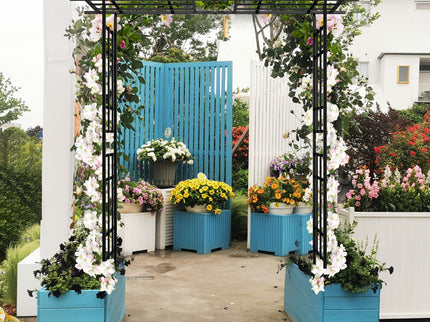 Garden Arch With Adjustable Width Climbing Plants Support - Black