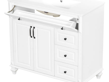 Modern Bathroom Vanity With Sink, 3 Drawers & 2 Doors