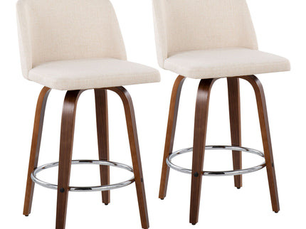 Toriano - Mid-Century Modern Fixed Height Counter Stool With Round Footrest (Set of 2)