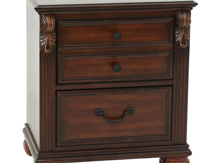 3 Piece Bedroom Set, Traditional Bed With 2 Nightstands