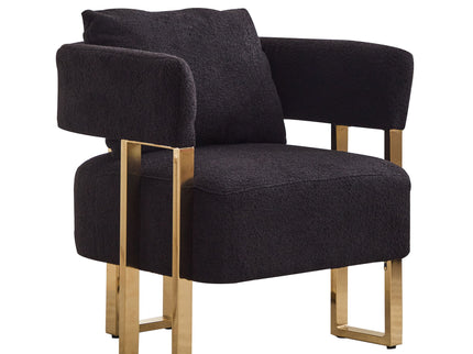 Modern Decorative Chair Teddy Fleece Upholstered And Metal Foot