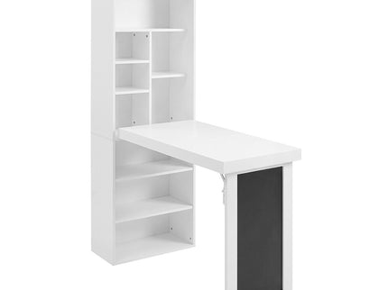 Folding Desk With Storage, Foldable Convertible Writing Table With Blackboard And Shelves For Home Office