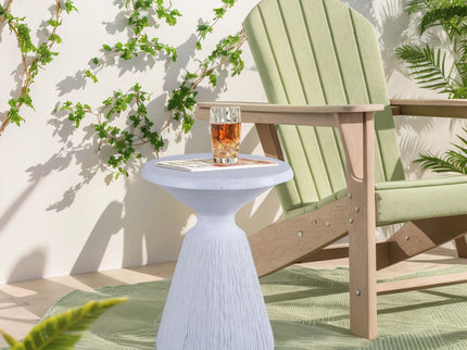 Outdoor End Table, Round Garden Stool - Aqua Gray