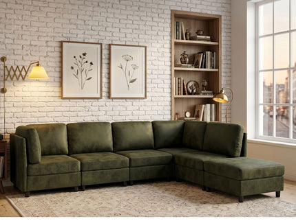 Upholstered Modular Sectional With Custom Configuration And Removable Cushions