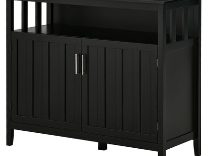 Homcom - Sideboard Buffet Cabinet, Kitchen Cabinet, Coffee Bar Cabinet With 2 Doors And Adjustable Shelves For Entryway Living Room - Black