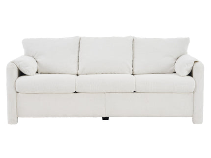 Modern 3 Seater Sofa Chenille Couch Plush Triple Seater Sofa With High Density Foam Cushions, Deep Seat Living Room Couch For Family Room, Apartment & Home Theater - Ivory White