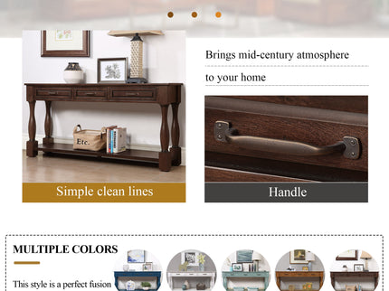 Console Table With 3 Drawers And 1 Bottom Shelf For Entryway - Espresso