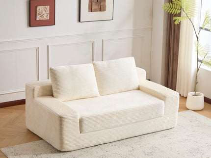 Comfortable Deep Seat Loveseat Sofa Bed, Reversible Cushion With Pillows