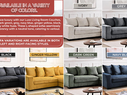 Luxe - Oversized 2 Piece Sectional Couches For Living Room, L Shaped Sofa With Chaise