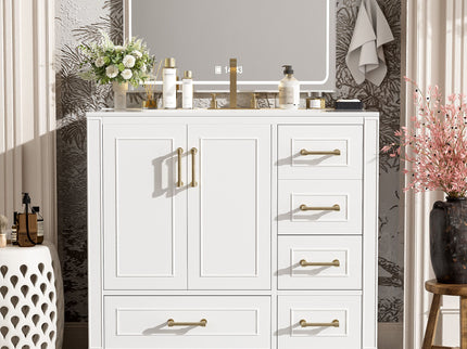 Traditional Bathroom Vanity With Soft Close Doors And Drawers