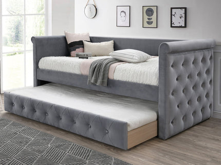 Contemporary Button Tufted Daybed With Slat Trundle