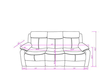 Blanche - Reclining Set With LED Lights, Speaker