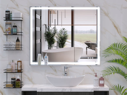 LED Bathroom Vanity Mirror Wall Mounted Adjustable / Warm / Natural Lights Anti-Fog Touch Switch With Memory Modern Smart Large Bathroom Mirrors
