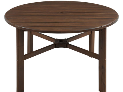5 Piece Round Patio Table & Cushioned Armrest Chairs, Outdoor Dining Set With Umbrella Hole